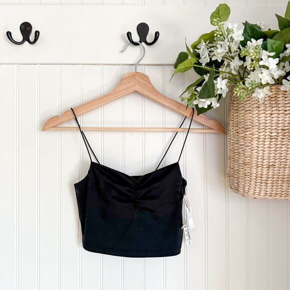 NWT Madewell Flex Sweetheart Crop Tank Top Black 2XS $45 - Picture 2 of 6